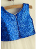 Royal Blue Sequin Tulle Knee Length Flower Girl Dress